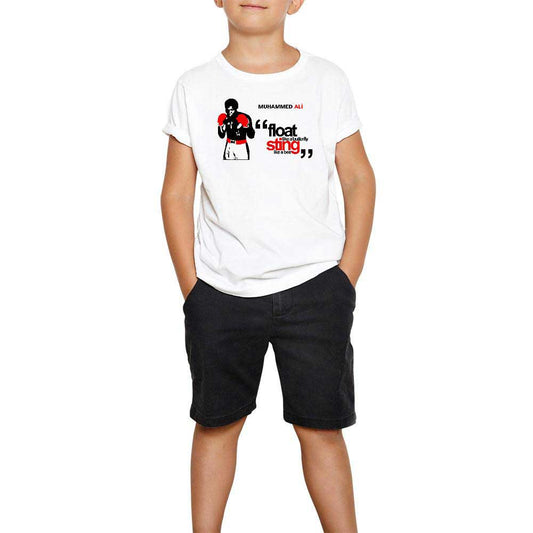 Muhammed Ali Sting Like a Bee 2 Beyaz Çocuk Tişört