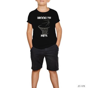 Brooklyn Nets Basket Siyah Çocuk Tişört