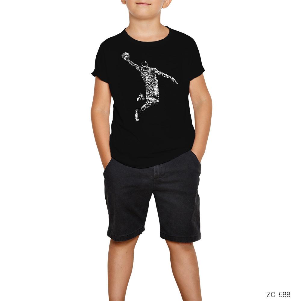 Lebron James Slum Dunk Siyah Çocuk Tişört