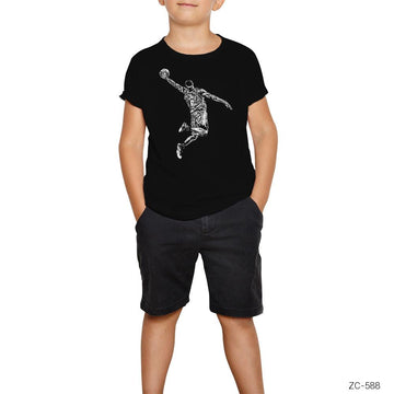 Lebron James Slum Dunk Siyah Çocuk Tişört