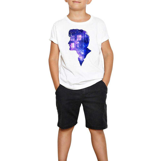 Doctor Who Police Box in Silhouette Beyaz Çocuk Tişört