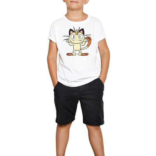Pokemon Meowth Beyaz Çocuk Tişört