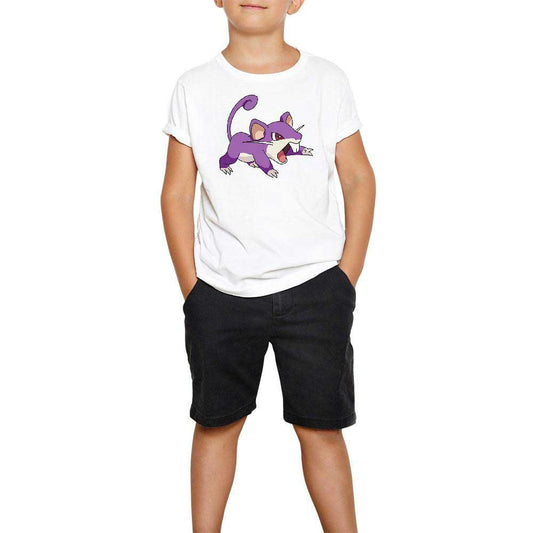 Pokemon Rattata Beyaz Çocuk Tişört