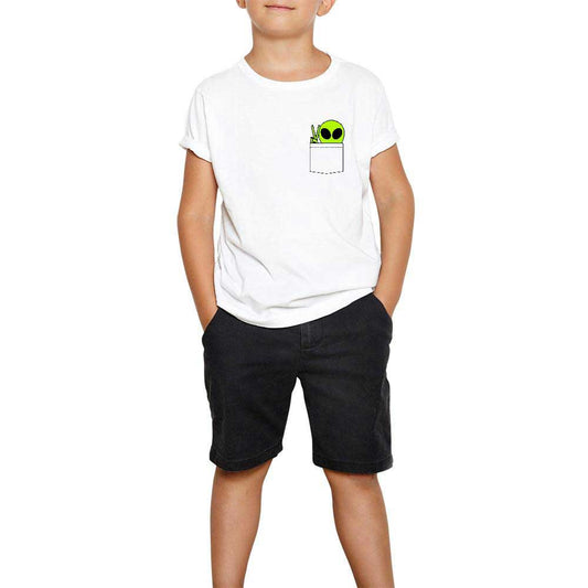 Pocket Alien Beyaz Çocuk Tişört