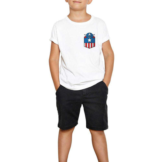 Captain America Pocket Beyaz Çocuk Tişört