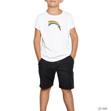 Gökkuşağı Rainbow Brush Beyaz Çocuk Tişört