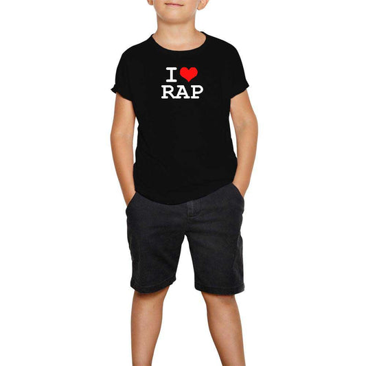 I Love Rap Siyah Çocuk Tişört