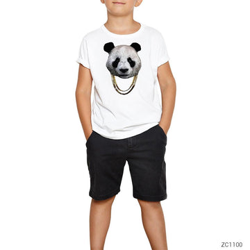 Rapçi Panda Beyaz Çocuk Tişört