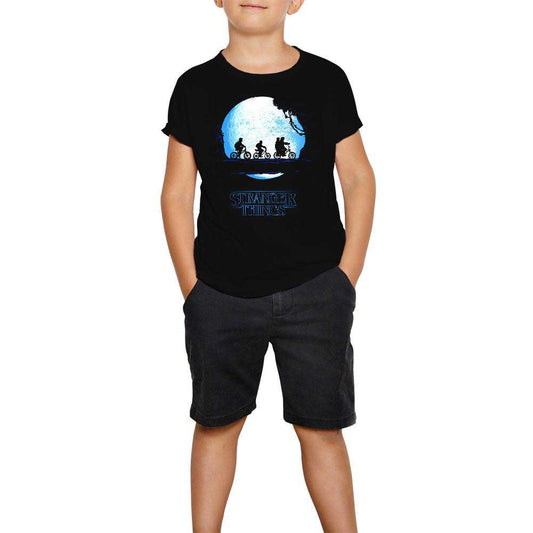Stranger Things Blue Moon Siyah Çocuk Tişört