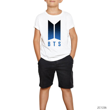 BTS Blue Logo Beyaz Çocuk Tişört
