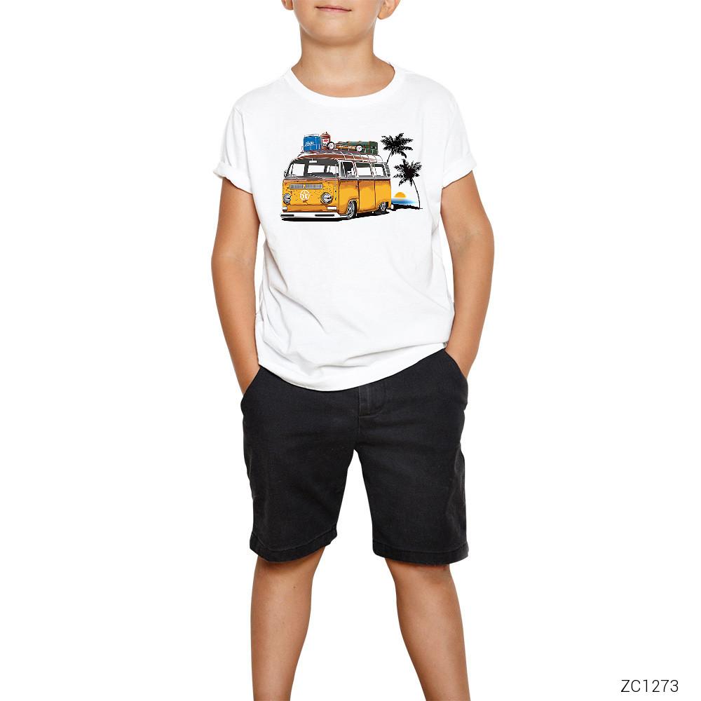 Volkswagen Karavan Beyaz Çocuk Tişört