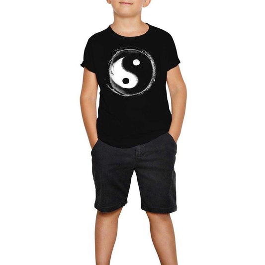 Ying Yang Splash Siyah Çocuk Tişört