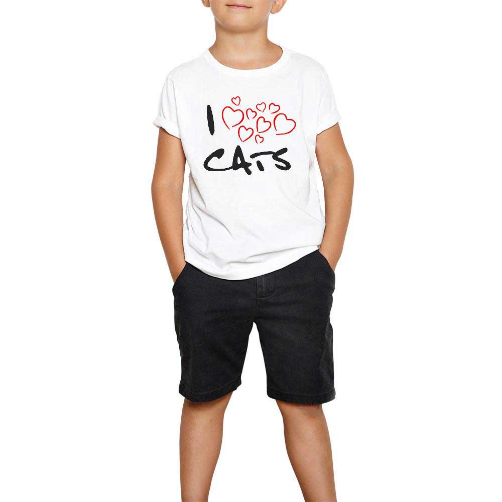 Kedi I Love Cats Beyaz Çocuk Tişört