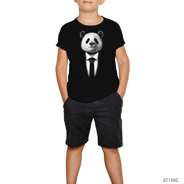 Mr. Panda Siyah Çocuk Tişört