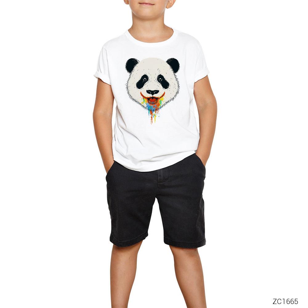 Panda in Colors Beyaz Çocuk Tişört