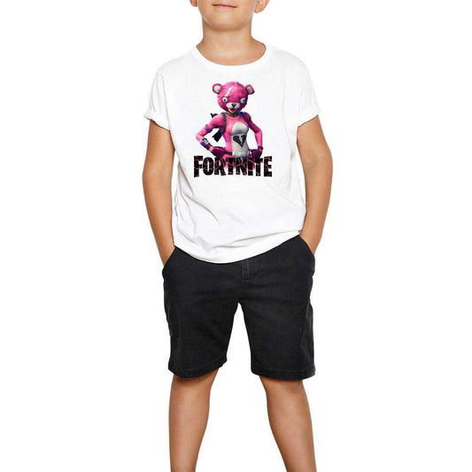 Fortnite Pink Bear Beyaz Çocuk Tişört
