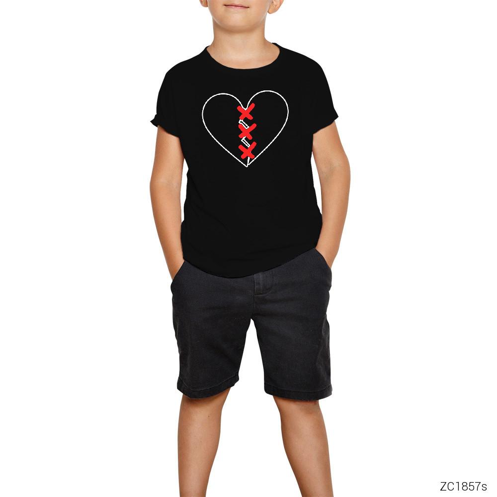 XXX Tentection Broken Hearth Siyah Çocuk Tişört