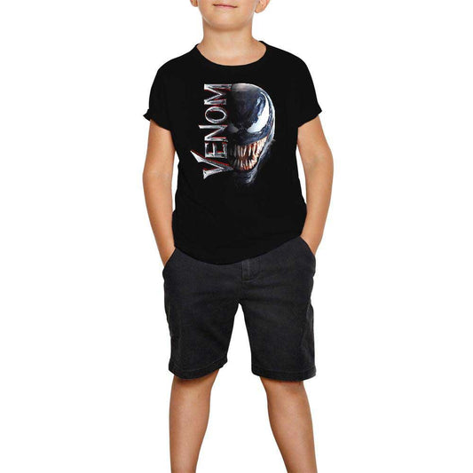 Venom Half Face Siyah Çocuk Tişört