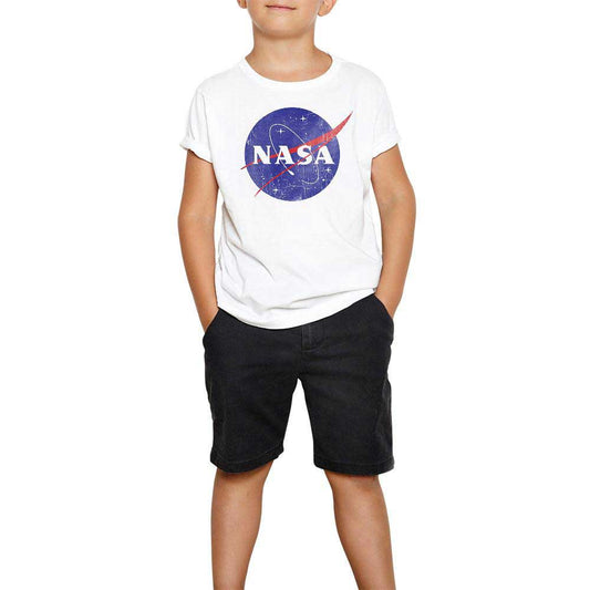 Nasa Damaged Logo Beyaz Çocuk Tişört
