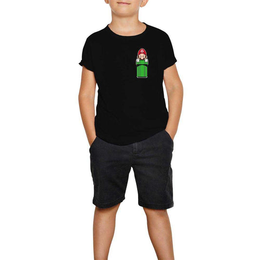 Super Mario Pocket Siyah Çocuk Tişört