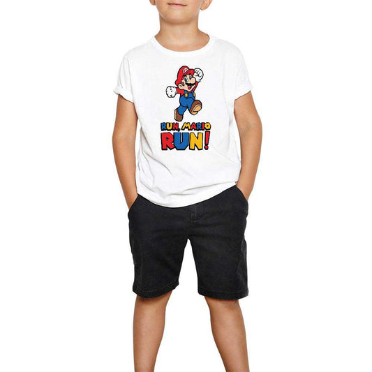 Super Mario Run Run Beyaz Çocuk Tişört
