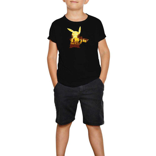 Pikachu Mask Siyah Çocuk Tişört