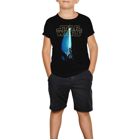 Star Wars Sword and Logo Siyah Çocuk Tişört