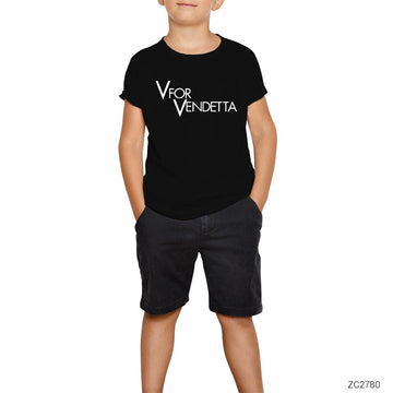 V for Vendetta Logo Siyah Çocuk Tişört