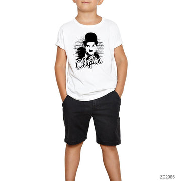 Charlie Chaplin Wall Beyaz Çocuk Tişört
