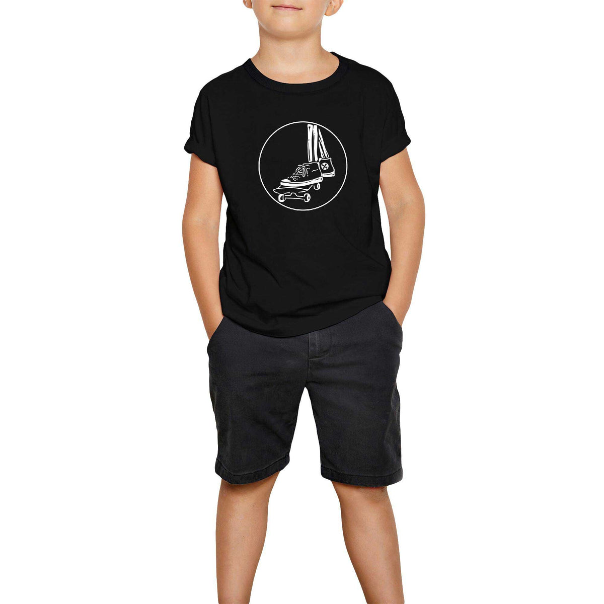 Skater Skull Siyah Çocuk Tişört