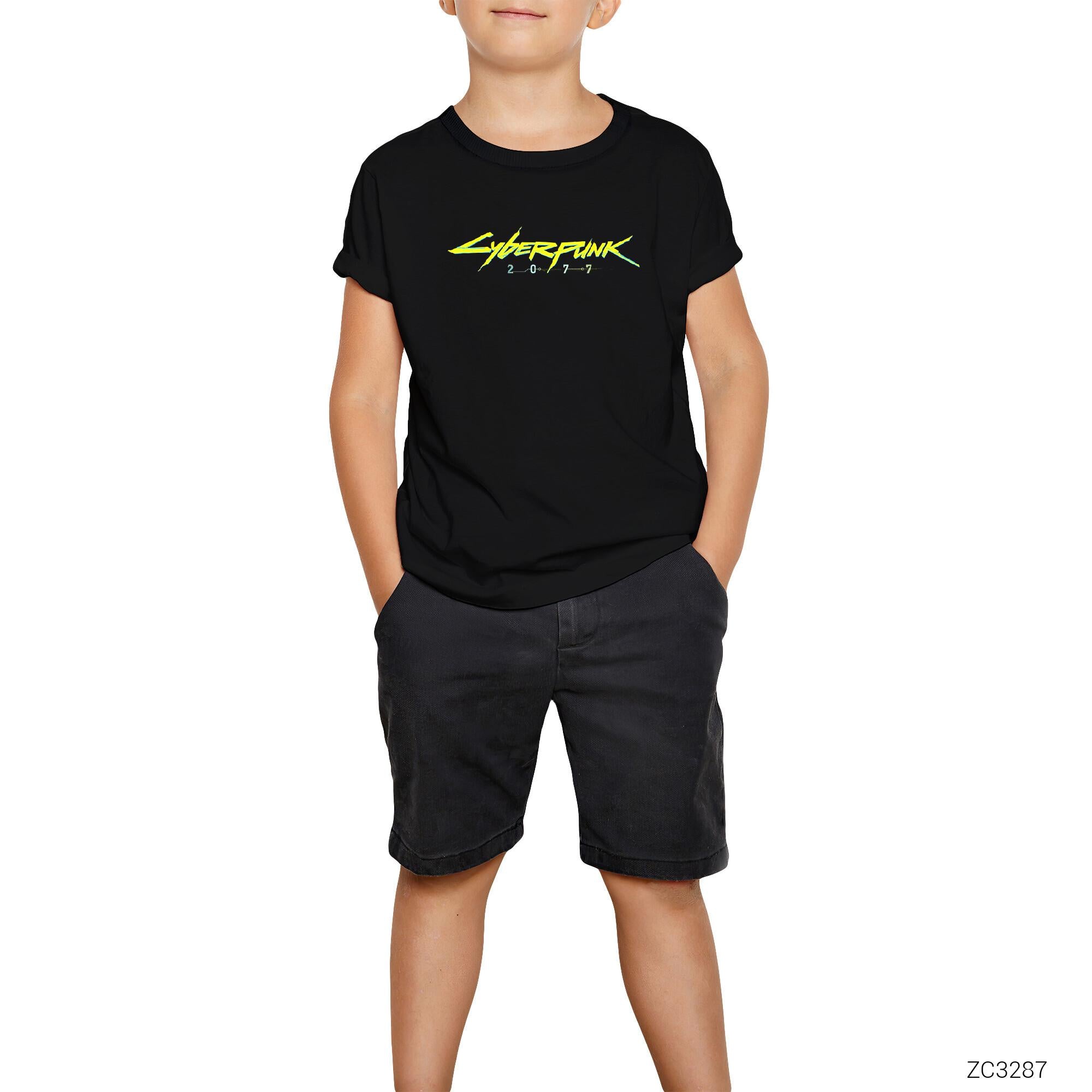 Cyberpunk 2077 Logo Siyah Çocuk Tişört