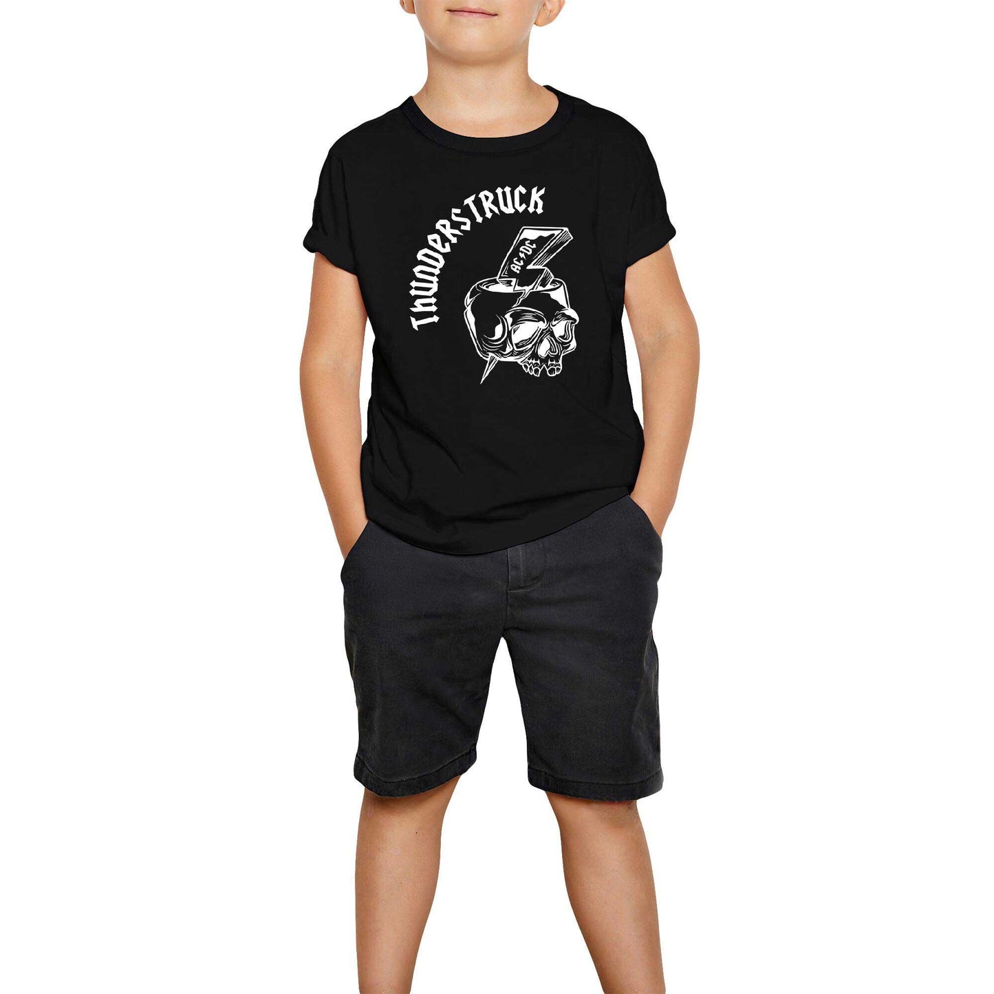 AC DC Thunderstuck Skull Siyah Çocuk Tişört