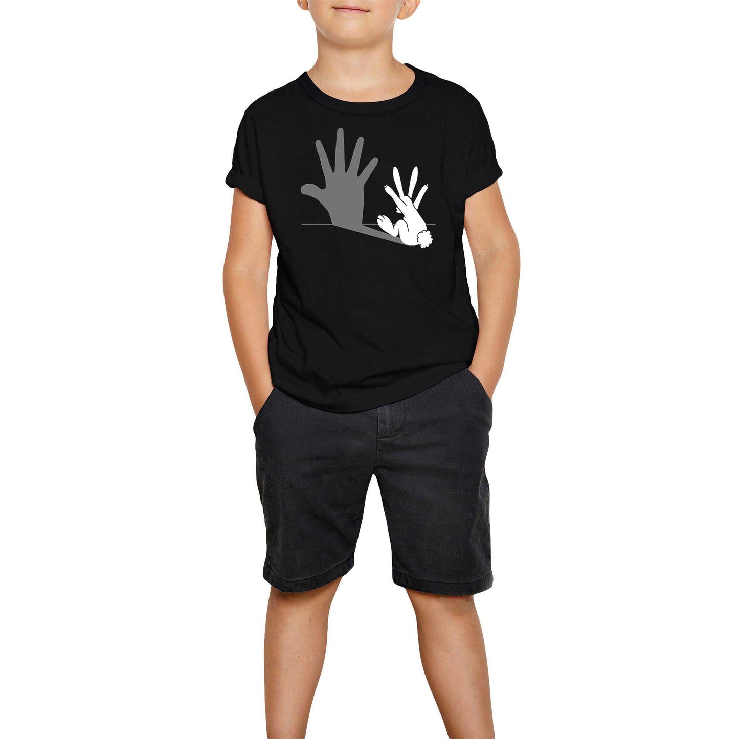 Tavşan El Şovu Siyah Çocuk Tişört