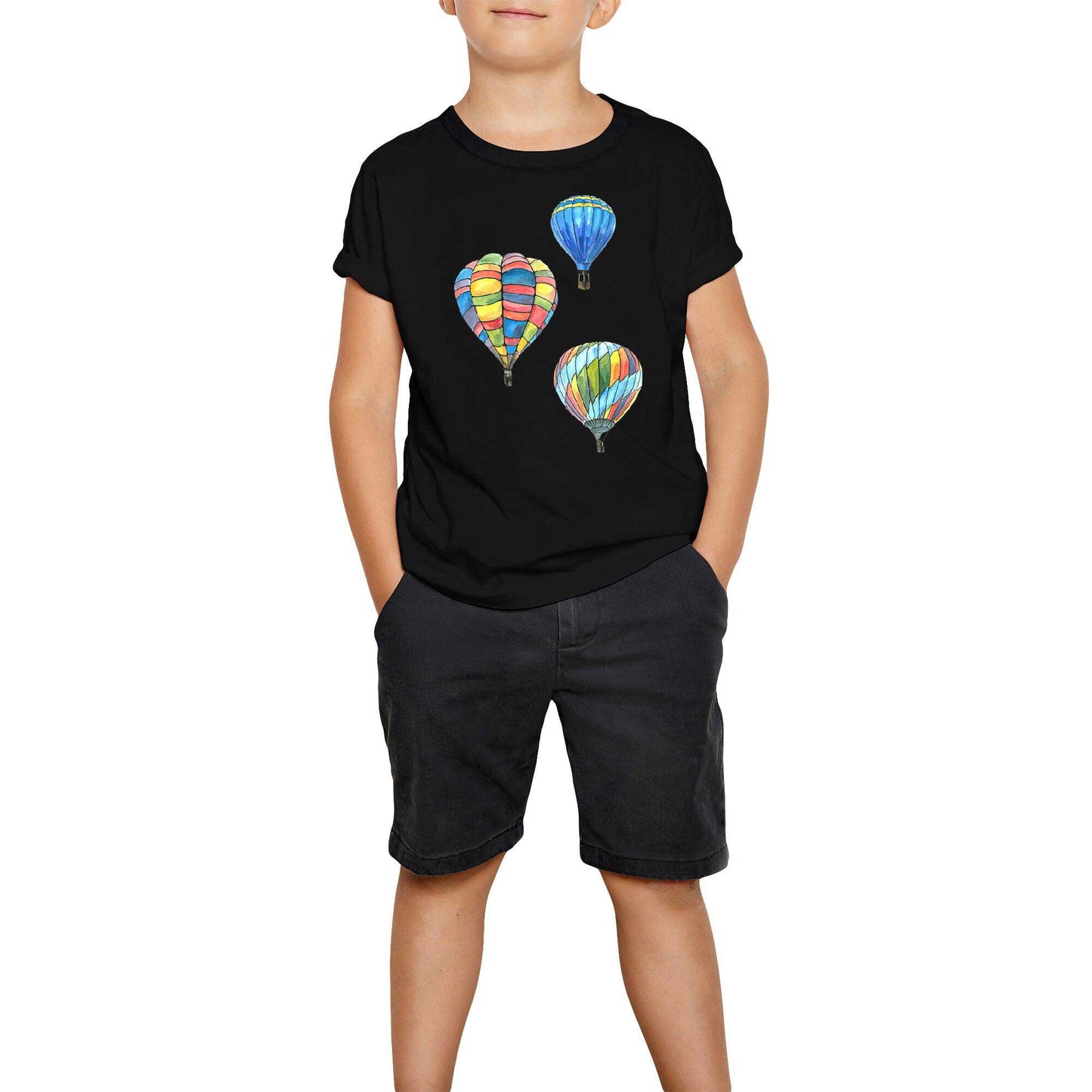 Kapadokya Balonları Siyah Çocuk Tişört