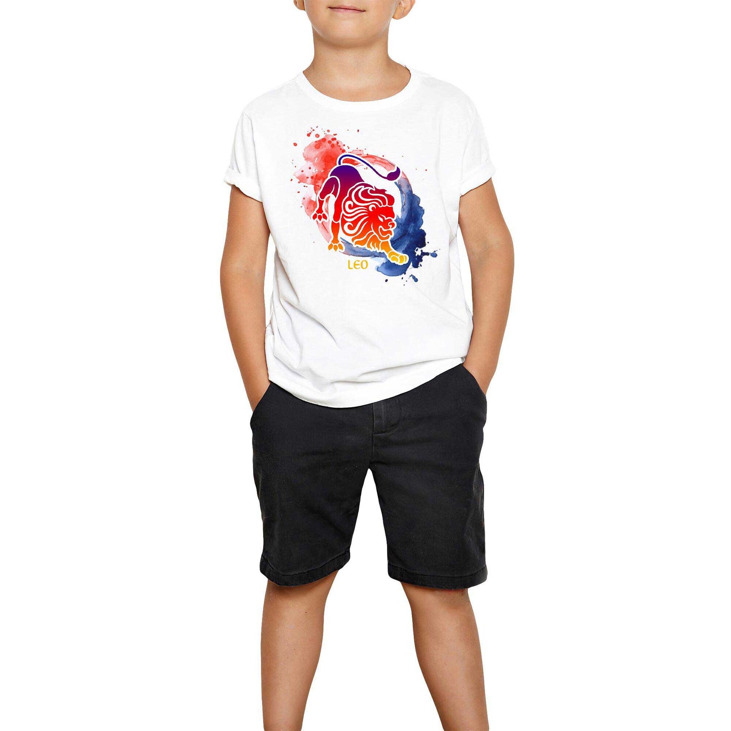 Aslan Burcu Splash Beyaz Çocuk Tişört