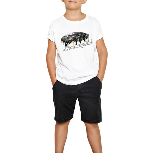 Flowing Lamborghini Beyaz Çocuk Tişört