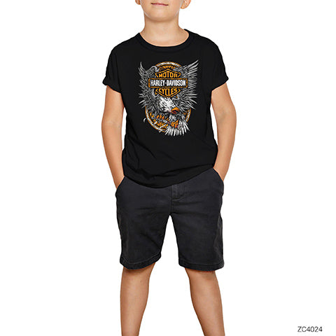 Harley Davidson Engineer Eagle Siyah Çocuk Tişört
