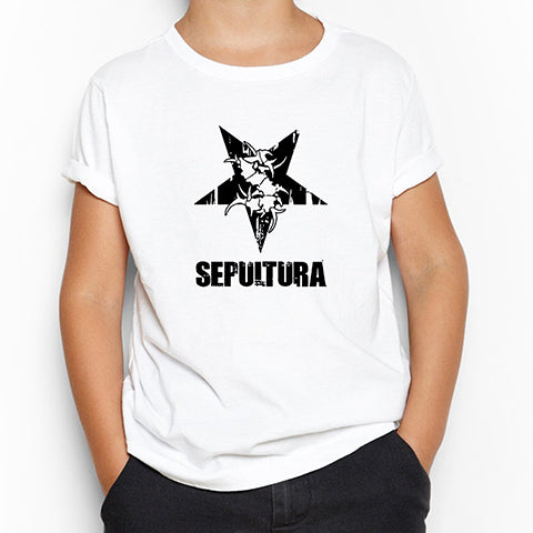 Sepultura Yazı Logo Beyaz Çocuk Tişört