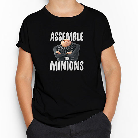 Minions Assemble The Minions Siyah Çocuk Tişört
