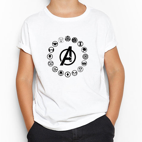 Avengers Heroes Logo Beyaz Çocuk Tişört