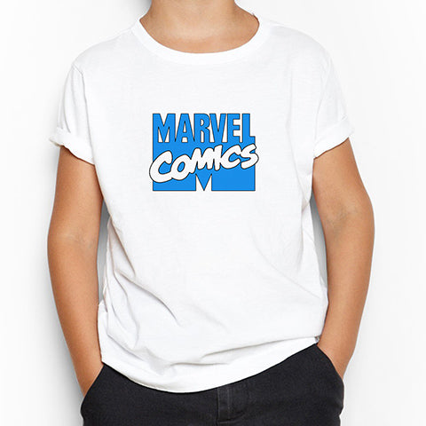 Marvel Comics Blue Logo Beyaz Çocuk Tişört