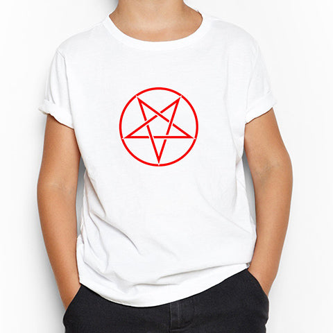 Pentagram Red Star Beyaz Çocuk Tişört