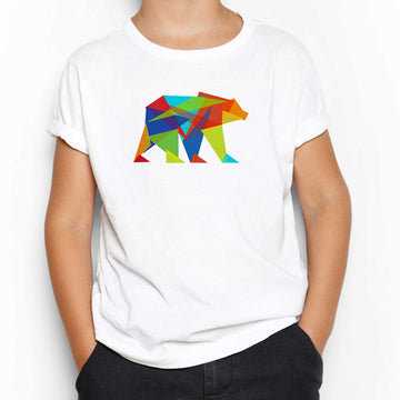 Bear Color Mozaik Beyaz Çocuk Tişört