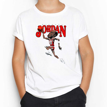 Michael Jordan Caricature Beyaz Çocuk Tişört