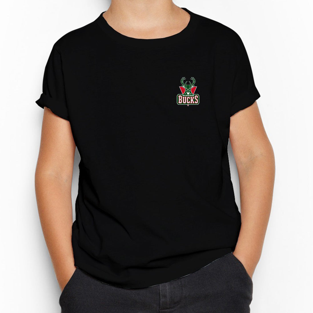 Milwaukee Bucks Green Logo Siyah Çocuk Tişört