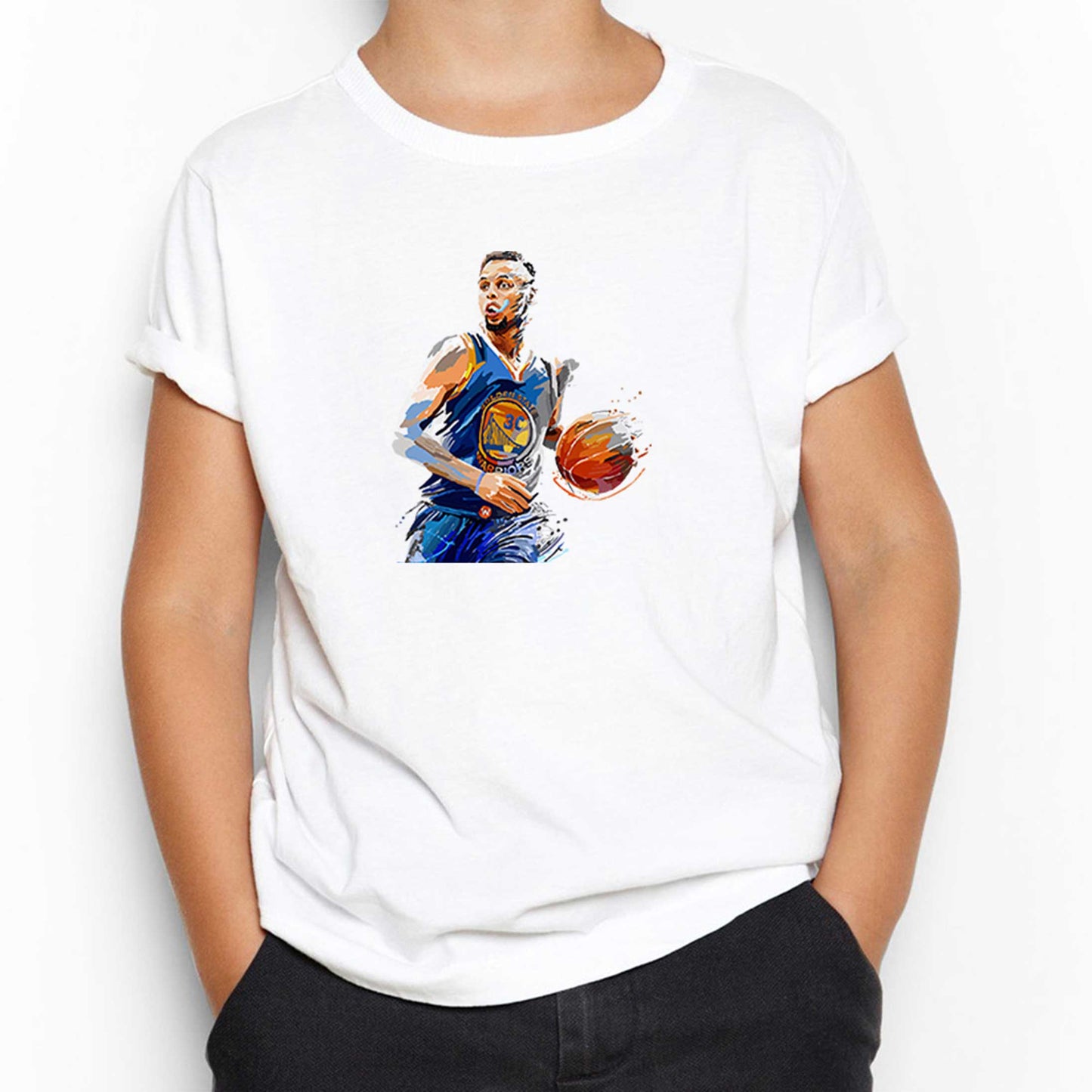 Stephen Curry Blue Silhouette Beyaz Çocuk Tişört