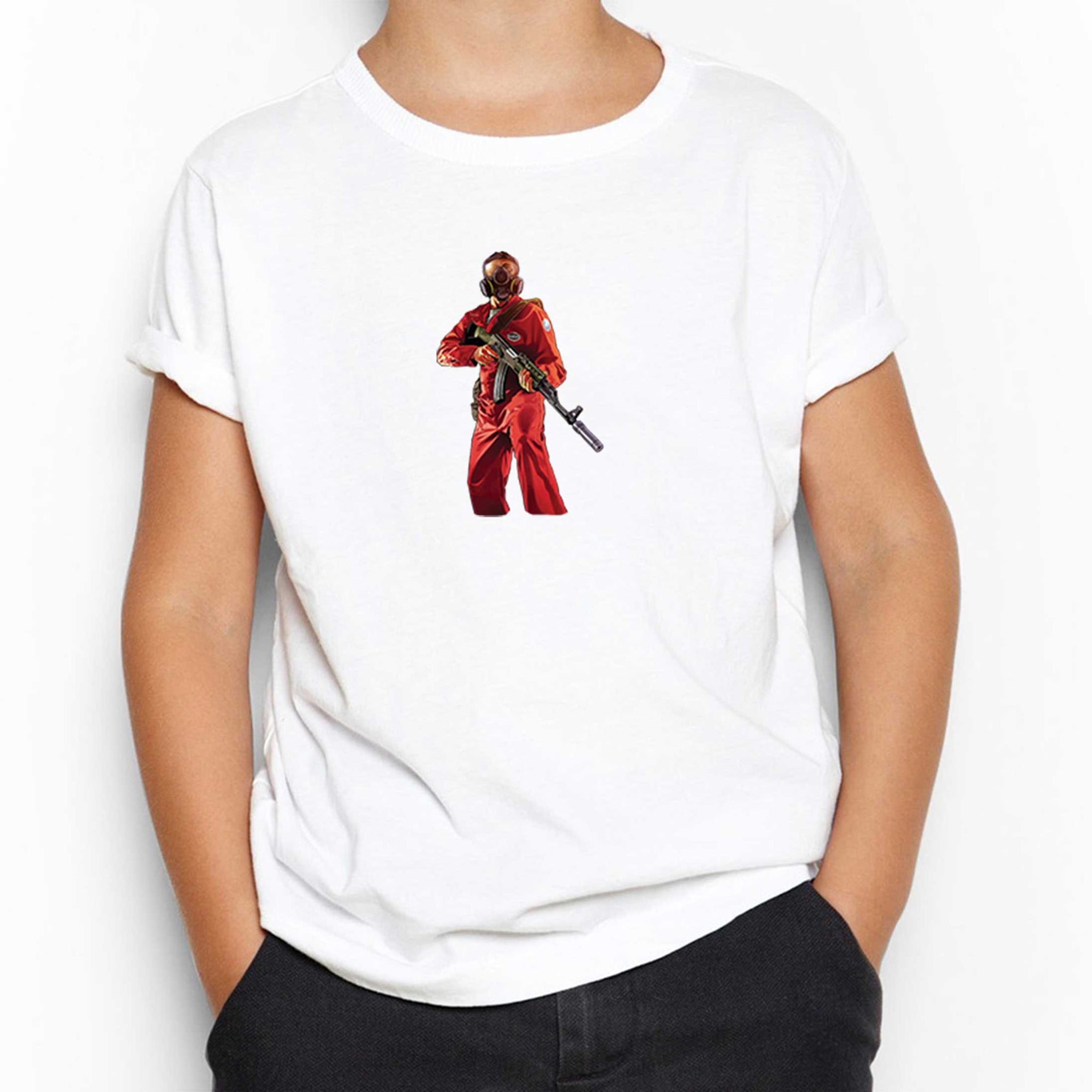 GTA Robber In Red Suit Man Beyaz Çocuk Tişört