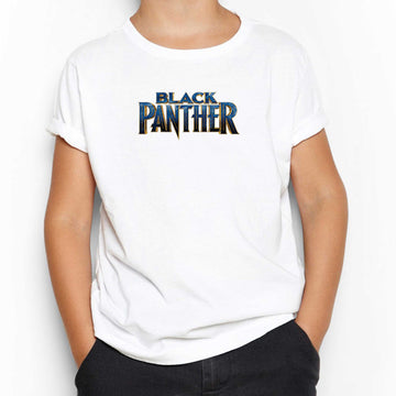 Black Panter Blue Text Beyaz Çocuk Tişört