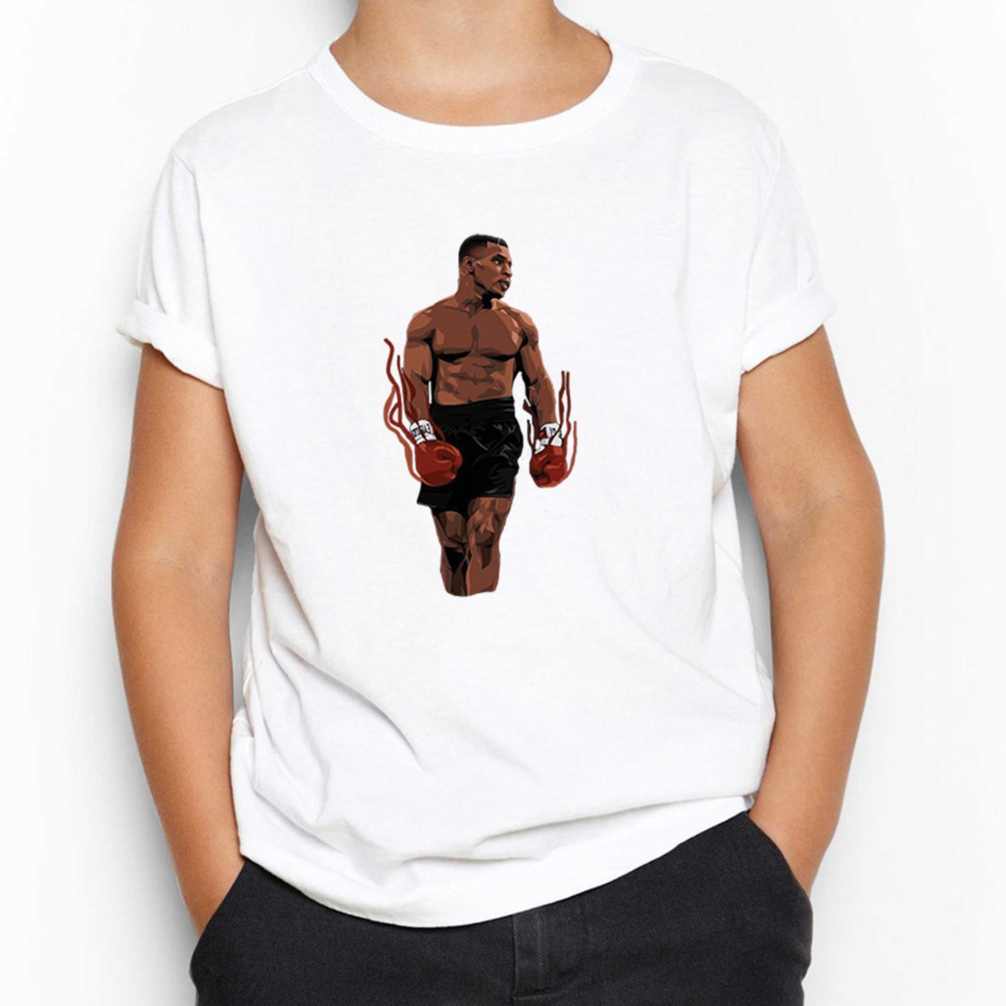 Mike Tyson Fire Boxing Gloves Beyaz Çocuk Tişört
