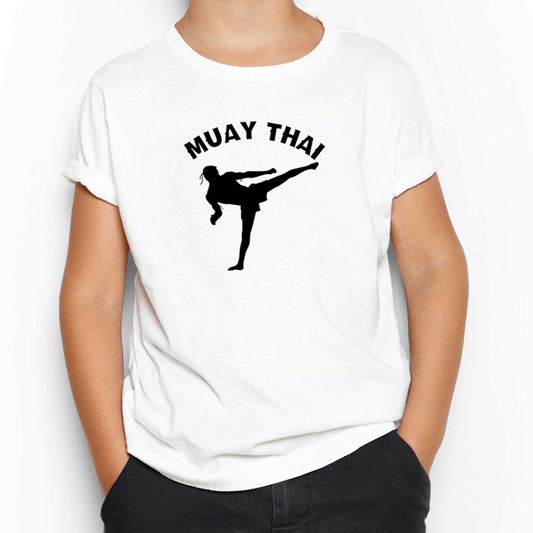 Karate Muay Thai Silhouette Beyaz Çocuk Tişört
